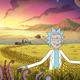 Rick Sanchez in an episode of Rick & Morty, walking through a field.